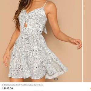 Dalmatian Print Twist Peekaboo Cami Dress
